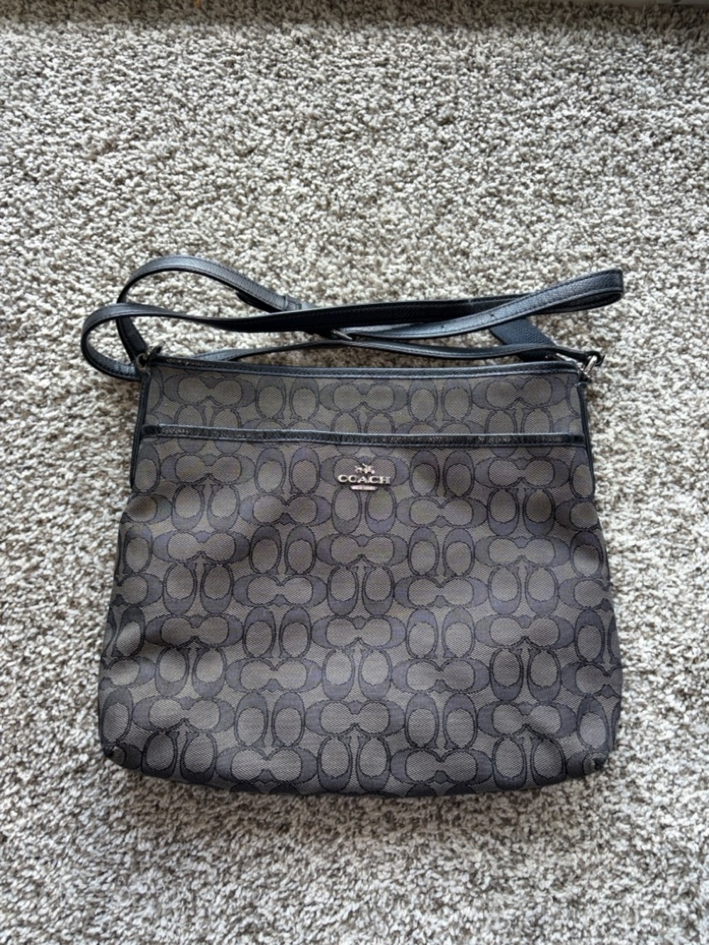 Coach Brown & Black Signature Crossbody Bag